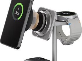 Беспроводное зарядное устройство uBear Evoke 3в1 Qi2, 25Вт серый