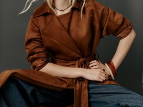 Тренч из искусственной замши, Желтый