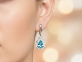 Серьги из белого золота с топазами э4771сг09251301