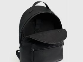 Рюкзак из искусственной кожи с карманом, Черный