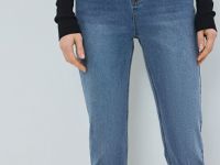 Расклёшенные джинсы с высокой посадкой, Синий