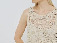 Ажурное платье миди А-силуэта, Бежевый