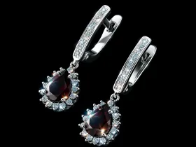 Серьги из белого золота с гранатами э4766сг06210424