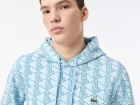 Мужская флисовая толстовка - худи Lacoste Monorgam