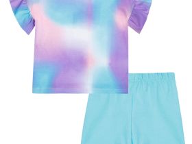 Комплект трикотажный для девочек: фуфайка (футболка), шорты