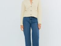 Укороченный кардиган из махровой пряжи, Желтый