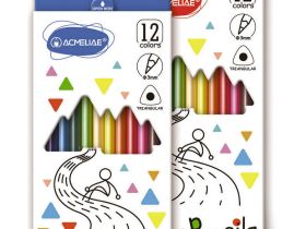 Набор карандашей цветных трехгранных Acmeliae 12 цв, в картонном футляре