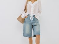 Шорты-бермуды со средней посадкой, Синий