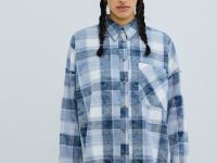Фланелевая рубашка в клетку, Голубой
