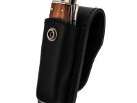 Автоматический многопредметный нож Mikov Predator, сталь 420, рукоять палисандр, черный кожаный чехол