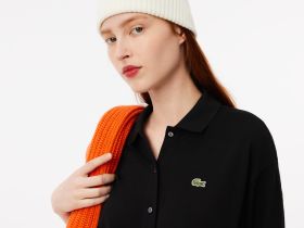 Женское платье Lacoste на пуговицах с длинным рукавом