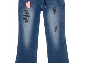 Брюки текстильные джинсовые утепленные флисом для девочек