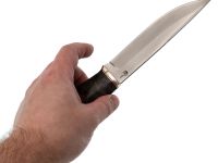 Нож Тигр, сталь PGK , рукоять мельхиор, стабилизированная карельская береза