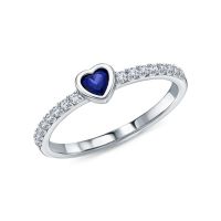 Серебряное кольцо с фианитами и сапфирами выращенными
