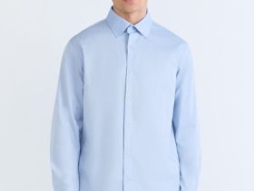 Рубашка из ткани шамбре, Голубой