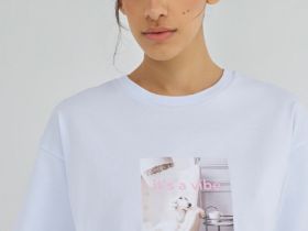 Футболка оверсайз с принтом, Голубой