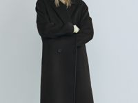 Длинное двубортное пальто из шерсти, Коричневый