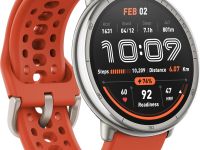 Умные часы Amazfit Active 2R Premium Серебристые, с чёрным и красным ремешком