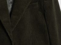 Однобортный жакет из вельвета, Зеленый