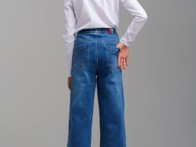 Брюки текстильные джинсовые утепленные для девочек