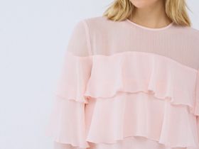 Платье мини А-силуэта с воланами, Оранжевый