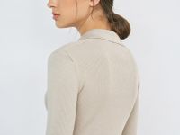 Вязаное платье мини, Бежевый