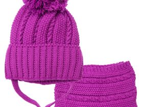 Комплект трикотажный для девочек: шапка, снуд