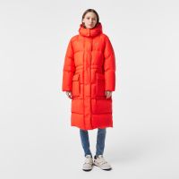 Женский длинный пуховик Lacoste оверсайз с регулируемой талией