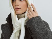 Вязаная косынка, Бежевый