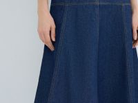 Джинсовая юбка миди, Синий