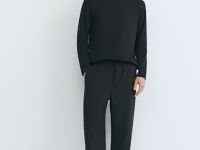 Базовый лонгслив из плотного хлопка, Черный