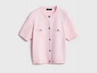 Кардиган с карманами и золотыми пуговицами, Розовый
