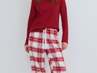 Пижамные брюки в клетку из фланели, Красный