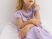 Сиреневая ночная сорочка с принтом Hello Kitty для девочки Глория Джинс