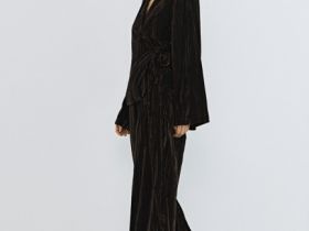 Широкие бархатные брюки, Коричневый