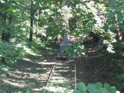 Братская могила советских граждан, казненных гитлеровскими оккупантами в 1941-1943 гг. Установлен обелиск