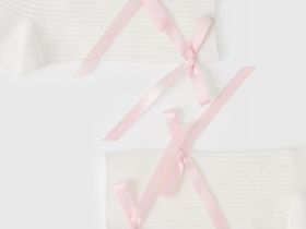 Высокие носки в рубчик с бантами для девочек, Белый