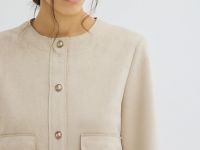 Укороченный жакет из искусственной замши, Бежевый