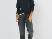 Лонгслив с воротником хенли, Синий