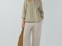 Рубашка из хлопка с рукавом 3/4, Зеленый