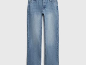 Прямые джинсы с высокой посадкой, Голубой
