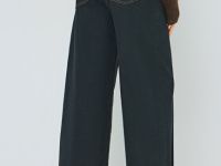 Широкие джинсы с подворотами, Синий