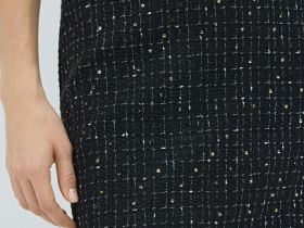 Твидовая юбка миди, Черный