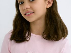 Лонгслив в рубчик для девочек, Розовый