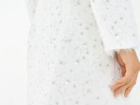 Пушистая мини-юбка из твида с пайетками и бисером, Белый