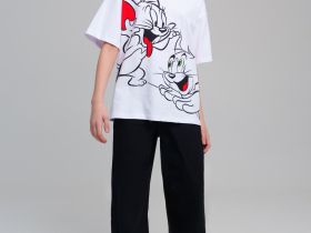 Комплект трикотажный для девочек: фуфайка (футболка), брюки