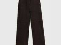 Прямые брюки из искусственной замши, Коричневый