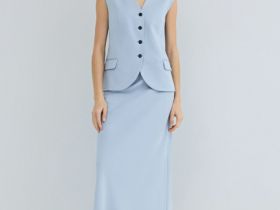 Юбка миди А-силуэта, Голубой