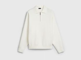 Джемпер с воротником поло на молнии, Бежевый