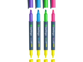 Набор текстовыделителей двусторонних Berlingo "Textline HL220" 4 шт, 5 цв., 0,5-4 мм, европодвес